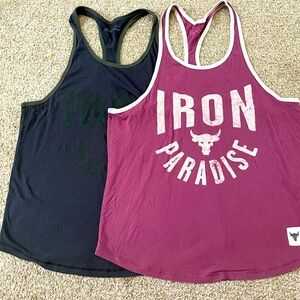 Two size large loose fitted under armor bull tank top